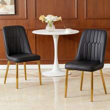 Dining Chairs - Black+Gold + Metal + PU Leather + Set Of 2 - View 1