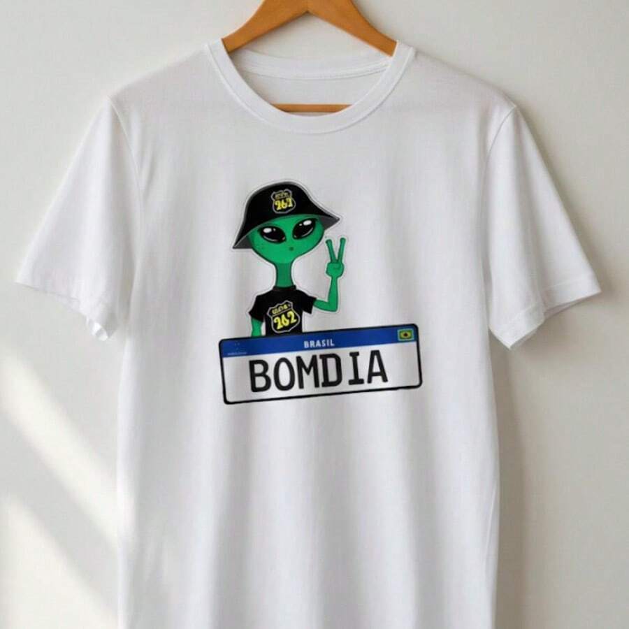 camiseta estampada 100% algodao premium cores vibrantes que nao desbotam tecido leve e respiravel - Branco - Visão 1
