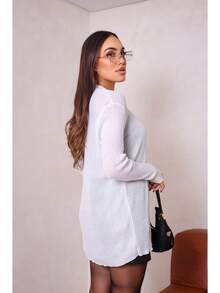Sarah Ribbed Knit Cardigan Long Sleeve Jacket - màu đen - Xem 2