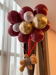 10英寸/30个勃艮第酒红色气球，闪亮情人节气球，金色金属色，白色乳胶气球，适用于情人节、婚礼等场合。 - 彩色 - 查看 3