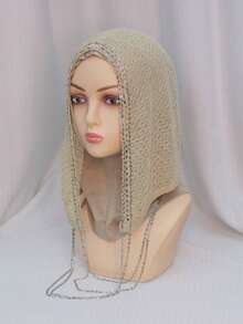 二合一闪亮波西米亚风涤纶发带兼针织帽，镂空针织设计，有助于修饰脸型，夏季 - 彩色 - 查看 10