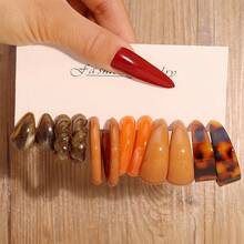 6件/12件/18件套装 亚克力树脂醋酸纤维 C形耳环 时尚首饰组合 - 彩色 - 查看 4