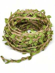 5m/10m Artificial Forest Vine Leaves Jute Rope DIY Decor Weaving Craft Creative Wax Rope Material, Artificial Vine Decor, Fake Plants, Weaving Hanging Wreath, Suitable For Home And Wedding Decoration, Green Fake Wisteria Vine, For Party Wall And Ceiling Decoration - Green - View 12