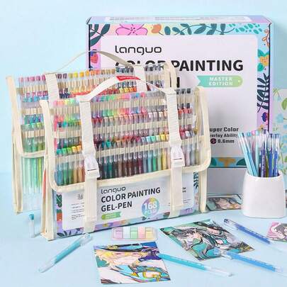 Juego de plumas premium Languo de 162/234 colores neutros, set grande de 168/252 piezas, plumas de punta fina de 0.6mm para estudiantes, adecuado para tomar notas, manualidades DIY, dibujo por capas, colorear anime y dibujos animados, y varios usos de escritura a mano
