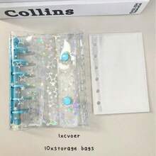 A7 K-Pop专辑收藏册，激光星形6孔封面，DIY 10页套装，活页相册整理器，家居用品 - 彩色 - 查看 9