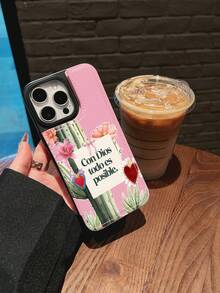 Estuche para teléfono con diseño floral de cactus Compatible con estuches para teléfonos   17  16 Pro Max  15 Pro Max  13 y  12 Hecho de material de TPU con un cierre magnético incorporado para un fácil almacenamiento de documentos, ya sea para uso diario o viajes Cómodo al tacto Un gran regalo para familiares, amigos, seres queridos, novios, novias y para aniversarios y días festivos - Rosa - Ver 5