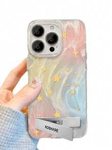 1pc Tie-Dye Star Stand Phone Case Compatible With Apple 11/12/13/14/15/16/17 Pro Max - Color - View 4