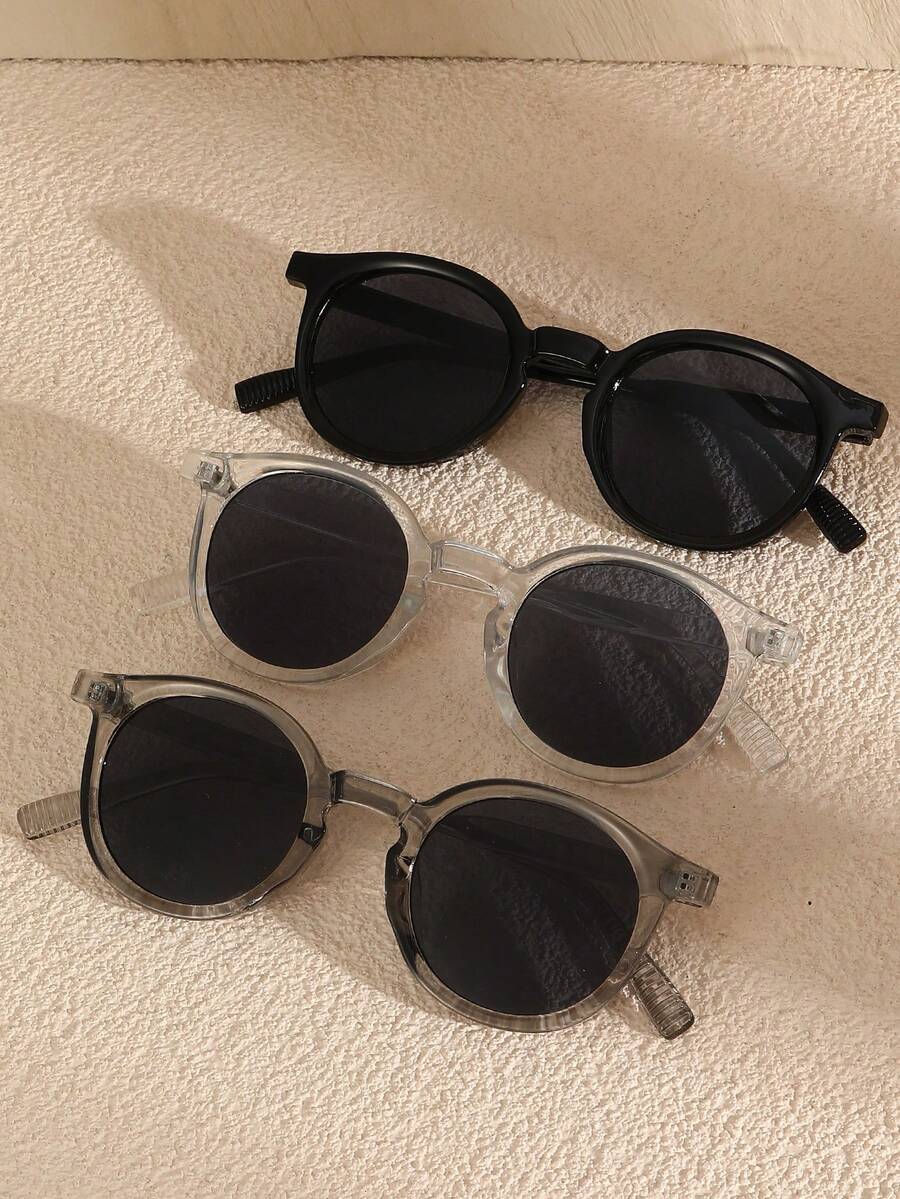 3pcs Men's Square All-Season Futuristic Fashion Glasses, Suitable For Outdoor Activities, Dates, Singles Parties, Beach Accessories - 3pcs Black, Transparent and Gray Combination - View 1