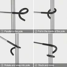 2个装鸟类喂食器挂钩，露营灯挂钩，庭院植物挂钩，防风树枝挂钩，适用于野生鸟类房屋喂食器支架、露营帐篷杆灯 - 銀色 - 查看 4