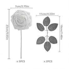 5/25支浅蓝色仿真玫瑰带茎，红色玫瑰假花婚礼花束逼真触感泡沫玫瑰仿真花枝，适合新娘DIY花束、婚礼、家居派对装饰、母亲节礼物 - 淺藍色 - 查看 7