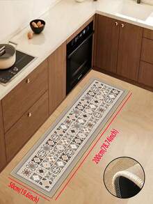 3.5mm Thick Vintage Tile Pattern Kitchen Mat, Soft Rubber Linen Material, Absorbent And Easy To Clean Floor Rug, Suitable For Kitchen, Bathroom, Laundry Room, Entryway And More - Multicolor - View 19
