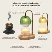 Candle Warmer Lamp With Timer & Dimmer, Height Adjustable Electric Candle Wax Warmer For Any Size Jar Candles, Flame-Free Melting Tech, Birthday Gifts For Mom Women, Candle Lamp For Bedroom Home Decor - 綠色 - 查看 8