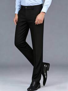 3pcs Men's Business Formal Trousers, Solid Color Stretch Dress Pants, Straight Leg Casual Pants, Suitable For Spring, Summer, Autumn And Winter - Nhiều màu - Xem 4