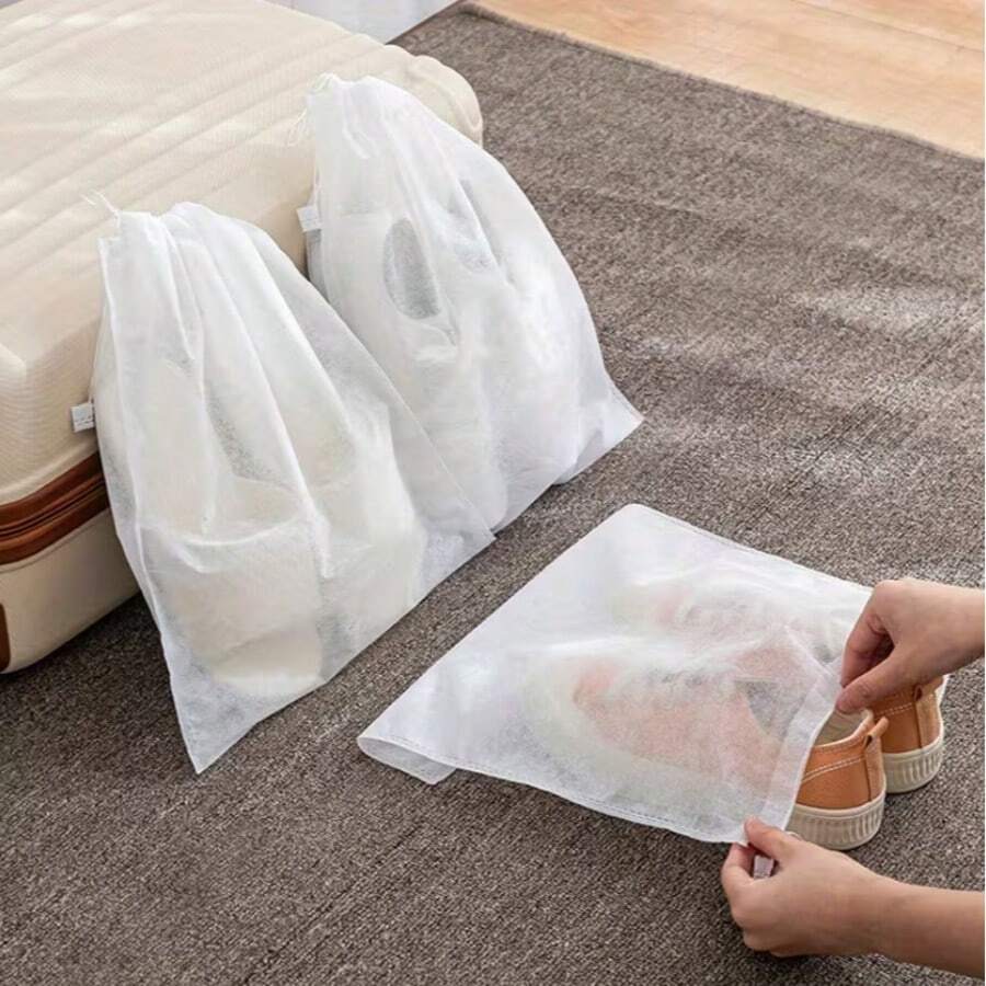 10pcs Dust-Proof Shoe Cover, Household Drying Shoe Bag, Moisture-Proof Non-Woven Shoe Bags - White - View 1