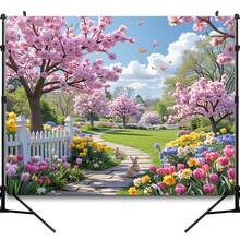 1 pièce canevas de printemps Chemin de Sakura, un sentier de jardin vibrant avec des arbres en fleurs et des papillons, parfait pour le salon, la chambre, le bureau et la décoration extérieure. - 1 pièce - Voir 5