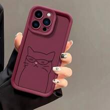 Simple Cat Lens Protector Cover für iPhone 11 15 12 13 14 16 Pro XR XS Max 7 8 15 16 14 Plus SE 2020 Silikon Stoßfeste Hülle - Antikweiß - Übersicht 5