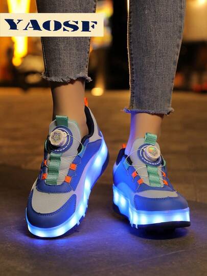 YAOSF Children & Teenage Roller Shoes, Upgraded Version With Enhanced Stability, Detachable Dual-Use Sports Shoes, Street Cool Roller Skating Shoes, Outdoor Sports Luminous Shoes, Parent-Child Shoes, New Roller Skates, Luminous Shoes With Wheels, Glowing Shoes With Wheels