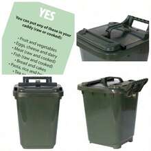 Kerbside Compost Caddy With Locking Lid - - Food Waste Recycling 23 Litre - 23L Plastic Composting Kerbside Bin With Composting Guide - Green - View 1