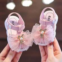 Toddler Girls' Sandals, 0-3 Years Old Baby Closed Toe Sandals, Fashion Soft Bottom Hook And Loop Infant Prewalker Shoes, Summer - Pink - View 2
