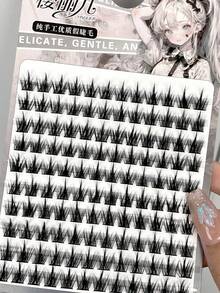 120 Clusters Of Large Capacity Pure Wild Demon False Eyelashes, Natural Simulation, Single Cluster Ultra-Fine Stem, Thick Novice Eyelashes - Black - View 4