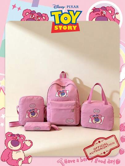 Disney Juego de 4 mochilas de viaje con estampado, mochila escolar de gran capacidad, ligera, bolsa de almacenamiento de viaje, perfecta para damas/estudiantes/adolescentes/graduados, ideal para uso diario/viajes/escuela/vuelta al cole. Bolsa de viaje, bolsa de equipaje, bolsa de deporte, bolsa de noche de gran capacidad, bolsa de vacaciones, artículos esenciales de crucero, artículos esenciales de vacaciones para hombres y mujeres