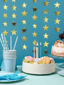 2件/1件 4米金色镜面星星花环 斋月装饰 家居开斋节派对装饰 伊斯兰穆斯林节日悬挂横幅用品 墙壁天花板装饰，金色星星花环 闪亮小星星纸质三角旗横幅 开斋节婚礼生日派对装饰 斋月节背景道具 婴儿房迎婴派对用品 - 彩色 - 查看 5