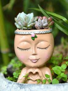 1pc Cute Girl Design Pen Holder Multifunctional Plastic Vase Container Makeup Brush Organizer - Multicolor - View 11