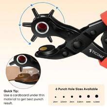 Leather Hole Punch Tool Set, Heavy Duty Multi-Size Hole Puncher Tool For Belts, Watch Bands, Plastic, Fabric,40897404 - Multicolor - View 5