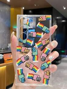 Funda para  con diseño retro de gatito arcoíris en pixel art, apta para las series  17/AIR/16E/15/14/13/12/11/XSMAX/XR/PRO/PLUS/PROMAX/MINI, compatible con las series  S25/A/M/NOTE,  S/G/EDGE/E y modelos de la serie Transsion TECNOCAMON/PHANTOM/SPARK. Transparente, sencilla, elegante y duradera, utiliza material TPU para una mayor protección. Ideal para San Valentín, Halloween, Navidad, Año Nuevo y diversas ocasiones festivas, es una excelente opción para uso personal o para regalar. - transparente - Ver 6