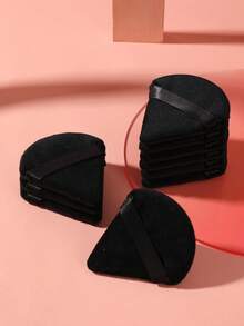 20-Piece Triangle Flocking Puff Double-Sided Makeup Air Cushion Beauty Tool Loose Powder Setting Makeup Super Soft Crystal Velvet Powder Puff - Black - View 7