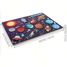 New Wooden Solar System Puzzle Board, Educational Toy For Toddlers
