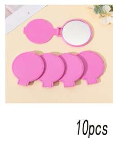 5/10/20/50/100pcs Foldable Portable Mini Round Makeup Mirror, Compact Wallet Size, For Women Travel & Daily Use, Mother's Day Gift (Black, White) - Hot Pink - View 11