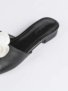 Latest Women Flat Casual Slippers, Camellia Slippers, Half Slippers, Sandals - Black - View 8