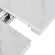 Modern Rectangular Dining Table 120cm - 160cm, Extendable, Storage Table Legs With Metal Base, White, Black.