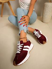 Retro Thick Sole Sneakers, Thickened Upper, Suitable For Running, Women - 紅色 - 查看 5
