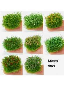 Bộ 6 mô hình cụm cây, mô phỏng bụi cây và cỏ dùng để làm mô hình tàu hỏa và đường sắt, vật liệu cảnh quan tĩnh cho công trình, phụ kiện trang trí tiểu cảnh vườn cổ tích tự làm, cây cối, hoa, cỏ dại cho cảnh quân sự ngoài trời, giao hàng màu ngẫu nhiên. - Nhiều màu - Xem 10