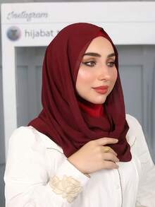 1 Peça Hijab Muçulmano Instantâneo Versátil de Cor Sólida para Mulheres, Estilo Pullover para Uso Rápido e Fácil, Minimalista Casual Elegante Clássico Versátil, Lenço de Chiffon com Touca Integrada, Tecido de Chiffon Macio, Material Confortável e Respirável, Adequado para Uso Diário - hijab instantâneo - Visão 12