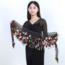 肚皮舞亮片流苏裙，时尚肚皮舞腰裙 - 彩色 - 查看 29