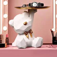 Bandeja de oso y mariposa geométrica Kawaii, decoración de escritorio para sala de estar, bandeja de almacenamiento de dulces varios, decoración del hogar - Tj001-24 - Ver 1