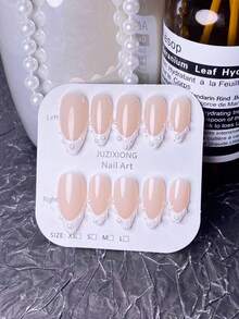 10 móng tay giả acrylic thủ công, hình dáng hạnh nhân ngắn dễ thương, kiểu dáng Y2K, móng trắng kiểu Pháp với điểm nhấn ngọc trai giả trắng bóng, thiết kế tối giản nhưng sang trọng, phù hợp cho sử dụng hàng ngày và hẹn hò. - trắng - Xem 5