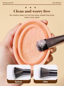 开斋节35件套化妆刷套装，包含25支柔软的化妆刷，例如散粉刷、腮红刷、修容刷、高光刷、粉底刷、鼻影刷、眼影刷、眉刷、唇刷和细节刷；另附3个液体化妆蛋、3片洁面棉片、2根发圈、1个腕带和1个刷子清洁碗。适合初学者、专业化妆师和美妆新手练习使用。 - 杏色 - 查看 9