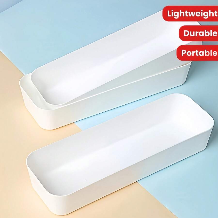 1/3/5/8pcs Japanese Minimalist Rectangular Drawer Divider Storage Boxes, Plastic Office Desk Makeup Organizer Boxes For Home, Kitchen, Bathroom, Desk Organization - Multicolor - View 1