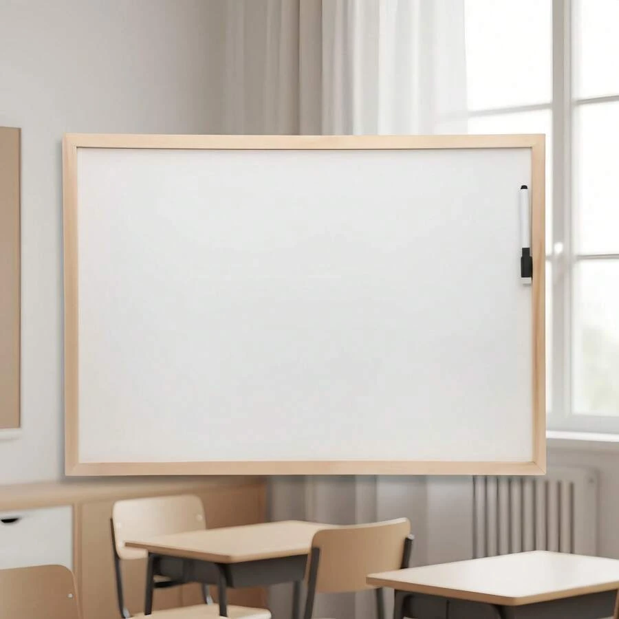 Bảng trắng từ tính khung gỗ cao cấp 50x70cm - Bảng viết xóa khô treo tường cỡ lớn, phù hợp cho gia đình, văn phòng và trường học. - trắng - Xem 1