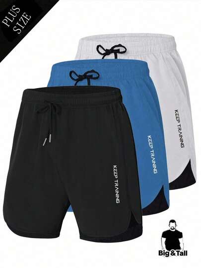 Pantalones cortos de hombre talla grande de secado rápido con cordón - Pantalones cortos sueltos y elásticos para fitness, adecuados para entrenamiento cómodo y actividades al aire libre
