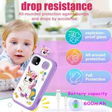 Gry edukacyjne, telefon dla dzieci z ekranem HD, kompatybilny z kartą 32 GB i odtwarzaczem audio, idealny na rodzinne spotkania, ciepła świąteczna niespodzianka dla dzieci w wieku 3-12 lat - Wielokolorowe - Zobacz 9