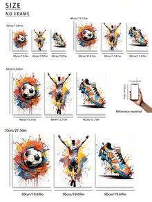 3pcs Modern Graffiti Football Canvas Wall Art - Colorful Athlete And Sneaker Prints, Urban Sports Decor For Living Room, Bedroom, Office, Framed Option - Multicolor - View 4