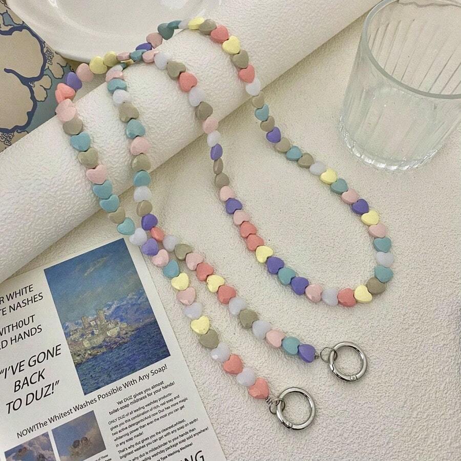 1pc Pearl Bow Crossbody Phone Lanyard, Fashion Phone Strap Chain, Universal Bag Charm - Multicolor - View 1