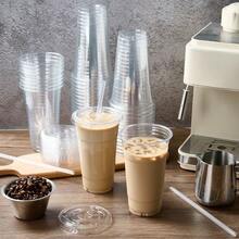 Set Of 50 - 24-Ounce Transparent Plastic Cups, Disposable Cups With Lids And Straws, Ideal For Serving Cold Beverages, Milkshakes, Smoothies, Iced Coffee, And Take-Out Drinks - Multicolor - View 3