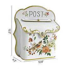 Wall Mount Mailbox For House Outside Vintage Metal Door Mailbox Antique Style Nostalgic Charm Home Decor Garden Vintage English Cottage Decor Flower Patter - White - View 2