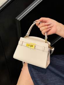 Fashionable Classic Elegant Women's Handbag; Suitable For Shopping, Commuting, Practical Lightweight Easy To Store Square Bag - White - View 4